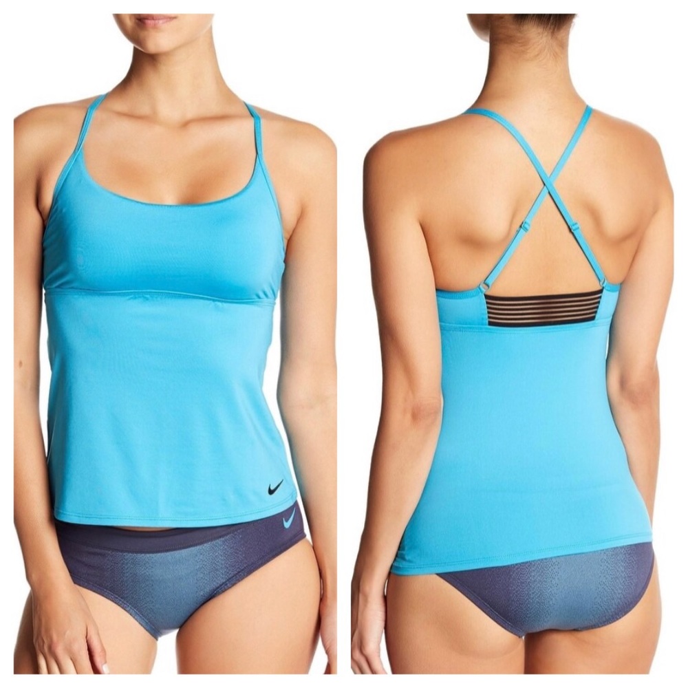 Nike Adjustable Strap Light Blue Fury Tankini Top - Picture 7 of 12